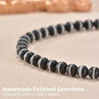 14in Agate Wrap Bracelet for Women Men Natural Round Beaded Agates Stone Healing Stretch Bracelets Elastic Handmade Polished Gemstone Beads Bracelet - color: Black White-1 Agate, size: 6mm Beads