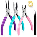 URSKYTOUS 3Pcs Jewelry Pliers Set Jewelry Making Pliers Tools Kit Include Jewelry Making Needle Nose Chain Nose Round Pliers Wire Cutter for Bracelet Beading DIY Craft Jewelry Making Supplies - color: Bm Pink Blue Purple