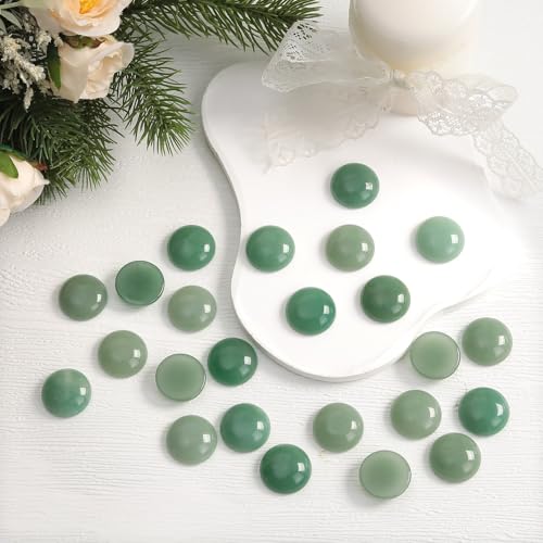 moonsix 10PCS Round Green Aventurine Cabochons Flatback CAB Gemstone Beads Crystal Flat Stone for DIY Craft Jewelry Making, 22mm - color: green, size: 22mm