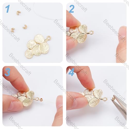 Beebeecraft 1 Box 200Pcs Crimp Bead Covers 4mm Real 24K Gold Plated Brass Open Half Round Crimp Beads Knot Cover Small Spacer Beads for Jewelry Craft Making Bead Assortments DIY Crafts Bracelets