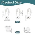 1 Box 36Pcs Silver Earring Converter Clip on Earrings Backs Brass with Comfort Pads Painless Earring Components Earring Clips for Non Pierced Ears Jewelry Making Supplies DIY Craft Beginner - color: Silver