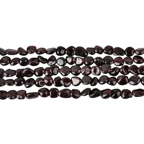 HAAMIIQII Natural Red Garnet Pebble Stone 5-8mm Small Irregular Freeform Tumbled Loose Gemstone Beads for Jewelry Making Strand 15 Inch (45-50pcs) - color: Garnet