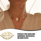 200Pcs Gold Plated Hollow Leaf Charms for Jewelry Making - Lightweight Iron Pendants for Earrings Necklaces Hair Clips
