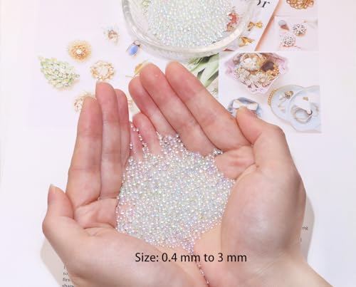UV Resin Bubble Beads Penta Angel 100g 0.4 to 3mm No Hole Round Clear Tiny Miniature Water Droplet Bead Fillers for DIY Shaker Resin Molds Pendant Jewelry Making (Clear)