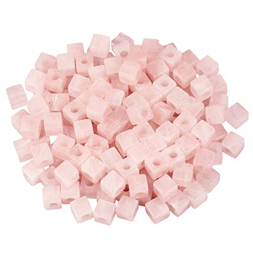 TUMBEELLUWA Stone Bead for Jewelry Making, Healing Crystal Large Hole Square Shape Loose Beads Pack of 15,Rose Quartz - color: pink