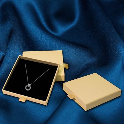 4 Pcs Jewelry Gift Box, 3.5x3.5x0.7Inch Cardboard Jewelry Boxes, Fancy Necklace Bracelet Earring Drawer Organizer Box, Kraft Empty Jewellery Boxes for Necklace Ring Earring Display Box(Kraft) - color: Kraft