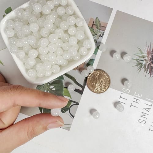 8mm Crackle Glass Beads for Jewelry Making, 700Pcs Round Crystal Beads for Bracelets, DIY Crafts (White Crackle) - color: White Crackle