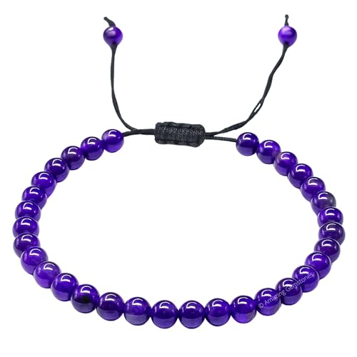 Amazing Gemstone Crystal Anklet Ankle Bracelets for Women - Waterproof Beaded Healing Crystal Anklets, Plus Size Chakra Gemstone Bead Anklet - color: Amethyst, style: Plain