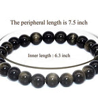 8mm Natural Gemstone Stretch Bracelet, Handmade Unisex Crystal Bracelets for Meditation, Yoga, Spiritual Healing & Positive Energy - color: Golden Obsidian
