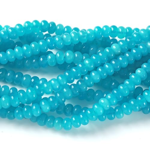 76pcs 5x8mm Natural Stone Blue Amazonite Jade Rondelle Spacer Loose Beads Abacus Disk Stone Round Loose Gemstone Beads for Jewelry Making DIY Bracelet Necklace - color: Blue Amazonite Jade, size: 5x8mm Abacus Disk