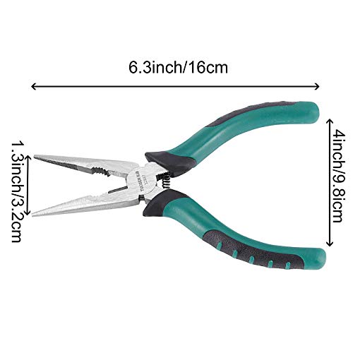12 PCS 6 Inch Spring Needle Nose Pliers, Heavy Duty Steel Nose Side Cutting Pliers Nonslip Rubber Handle Wire Cutter for Crimping Looping Shearing - size: 6 Inch