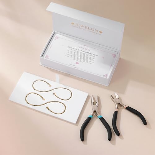 Mother’s Day Gift – Permanent Bracelet Kit with Love Vow Card, 316L Stainless Steel Chain & 925 Silver Heart Clasp, Handcrafted, Ideal for Anniversary & Romantic Date Night - color: Gold