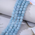 HAAMIIQII 6mm Natural Blue Aquamarine Beads Round Gemstone Loose Beads for Jewelry Making 2 Strands (120-130pcs) - color: Blue Aquamarine, size: 6mm (120-130pcs)