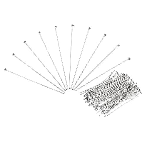 PATIKIL 500Pcs Flat Head Pins for Jewelry Making 45mm Stainless Steel Flat Head Pins Jewelry Head Pins for Craft Earring Bracelet Necklace Pendant Supplies 22 Gauge Silver - size: 45mm