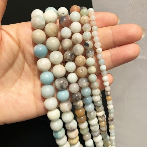 Yochus 45pcs Polish Amazonite Beads，8mm Healing Power Natural Stone Round Loose Gemstone Beads for Jewelry Making Earring Necklace DIY Crafts - color: Amazonite stone, size: 8mm 45beads