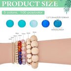 PH PandaHall 500pcs 6mm Round Frosted Bead Small Blue Bracelet Glass Beads 5 Colors Transparent Frosted Crystal Beads Loose Jewelry Bead for Summer Beading Necklaces Bracelets Jewelry Crafts Making - color: Blue