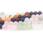 6 8 10 12mm Natural Mixed Carnelian Crystal Amethyst Rose Quartz Prehnite Round Jewelry Loose Gemstone Beads Strand 15" Natural Stone for Necklace Bracelet DIY Design - size: 12mm
