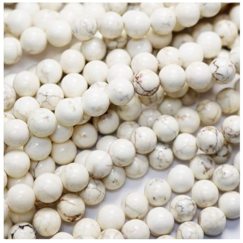Adabele 80pcs Natural White Magnesite Gemstone 10mm Imitated Howlite Round Loose Beads Gem Stone Spacer for Craft Jewelry Making GR-F10 - color: Round/White, size: 10mm Round (80pcs/2 Strands)