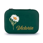 Custom Leather Jewelry Box with Name & Birth Flower Month, Birthday Gifts for Women, Personalized Jewelry Travel Case - Customized Jewelry Organizer Box, Mom Birthday Gifts, Emerald - color: Emerald
