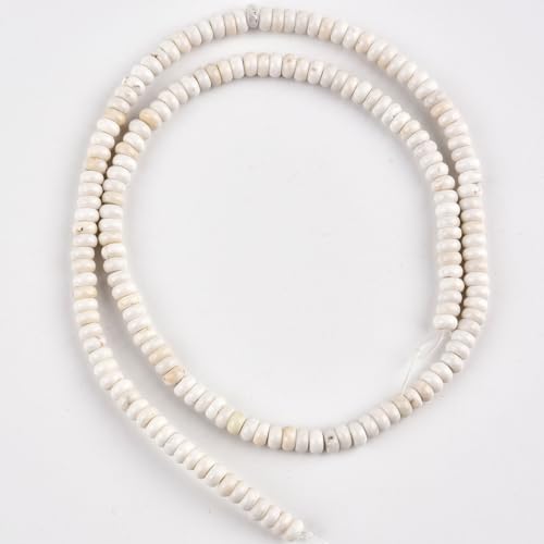 170pcs 4x2mm Natural White Turquoise Disk Rondelle Spacer Stone Semi Precious Gemstone Loose Beads for Jewelry Making 15 Inch - color: White Turquoise