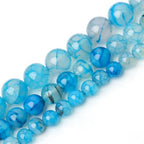 60pcs Smooth Natural Blue Agate Beads，6mm Dragon Vein Gemstone Round Loose Stone Beads for Jewelry Making DIY Bracelet Necklace Earrings - color: blue dragon vein, size: 6mm