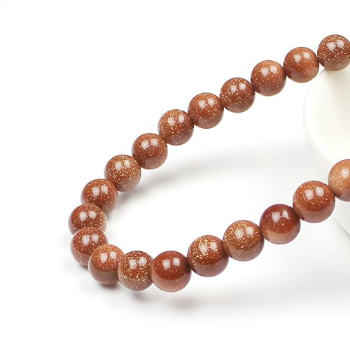 MJDCB AAA Natural Gold Sand Gemstone Loose Round Beads Spacer Beads for Jewelry Making (4mm) - color: Gold Sand Stone, size: 4mm
