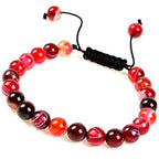 MASSIVE BEADS Natural Healing Power Gemstone Crystal Beads Unisex Adjustable Macrame Bracelets - color: Agate Red, size: 6mm