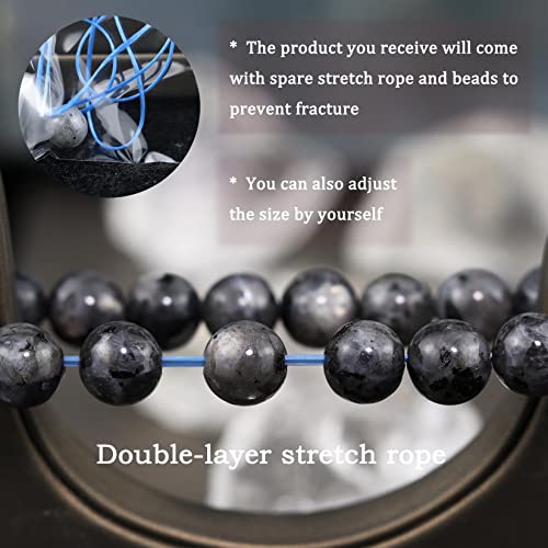 8mm Natural Gemstone Stretch Bracelet, Handmade Unisex Crystal Bracelets for Meditation, Yoga, Spiritual Healing & Positive Energy - color: Labradorite