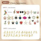 18K Gold Necklace Chain Kit for Jewelry Making, 20 Feet DIY Bracelet Chains with Jump Rings, Lobster Clasps, Connectors, Jewelry Pliers, 30 Colorful Graphic Charms & 36 Letter Pendants - color: 18k Gold-20 Feet 6 Rolls+Pendants