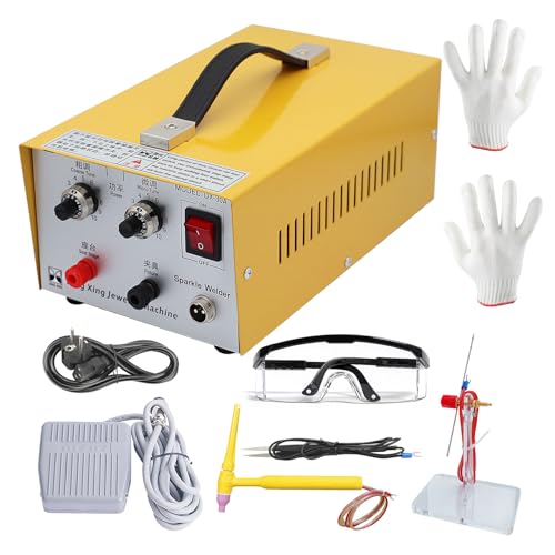 Jewelry Spot Welder Machine, 30A Professional Spot Welder for Gold Silver Platinum, Handheld Pulse Arc Spot Welding Machine for Jewelry DIY Precision Repair (Yellow)