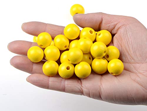 AD Beads Large Hole Wood Spacer Wooden Jewelry Making Bracelet Necklace Chandelier, Large Wooden Rosary Beads Craft Beads (16mm 100pcs, Yellow) - color: Yellow, size: 16mm 100pcs
