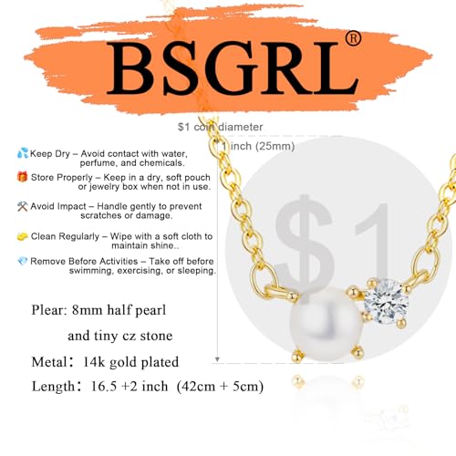 Pearl Necklace for Women- 14K Gold-plated/White Gold-plated Dainty Pearl Necklace for Women - color: Gold CZ pearl 372