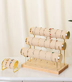 Detachable Bracelet Holder, Three Tier Racks Jewelry Display Stand, Stylish Velvet Wrist Watch Organizer, Beige - color: Beige