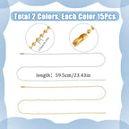 30Pcs 24 Inch Ball Chain Necklace Bulk Ball Bead Necklace Chains Gold Silver Adjustable Metal Ball Beads Chains with Connector Clasp for Jewelry Making Chains Supplies DIY Necklaces Crafts - color: Platinum & Gold
