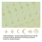 Brass 18k Gold Plated Charms Brass Pave Cubic Zirconia Charms Real 18k Gold Plated Charm Assorted Crystal Sun Star Moon Charm for Bracelet Earring Jewelry Making - size: 15mm
