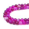 MJDCB Natural Stone Beads Rose Red Stripe Agate Round Loose Beads for Jewelry Making DIY Bracelet Necklace (10mm) - color: Rose Red Striped Agate, size: 10mm