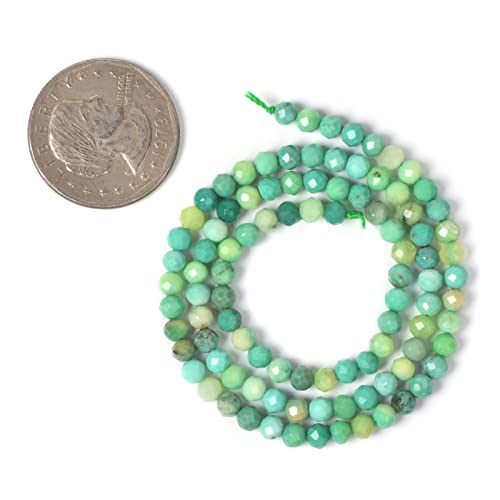 Natural Green Chrysoprase 4mm Faceted Round Beads Loose Beads 16 Inch for Jewelry Making Beads - color: Green Chrysoprase