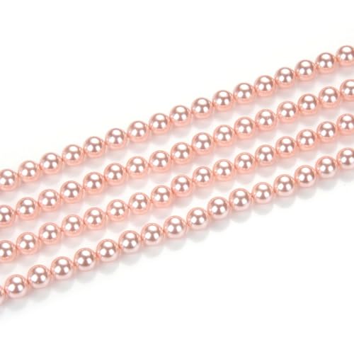 48pcs Adabele AAA Grade 8mm Natural Shell Pearl Loose Round Beads Freshwater Mother of Pearl Nacre 15 inch (Pink) for DIY Craft Jewelry Making SP8-3 - color: Pink, size: 8mm (48pcs/1 Strand)