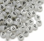 200PCS Letter Beads Glow in The Dark 4x7mm Acrylic Alphabet Letter P Beads for Jewelry Making Bracelet - color: P-200PCS