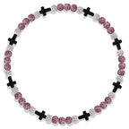Beaded Baseball Necklace | Adjustable Sports Rope Chain with Baseball Cross Charm - Great Baseball Drip Gift for Players and Fans - color: Purplish Red-White-Blk
