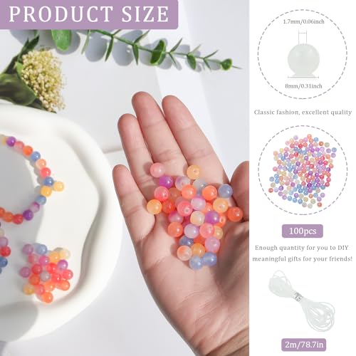 100 PCS 8mm UV Beads, UV Sensitive Color Changing Bead Sunlight Beads, Bracelet Bead for Jewelry Making, DIY Crafts - color: Light sensitive color changing