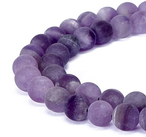 6mm Purple Amethyst Matte Round Natural Gematone Loose Beads for Jewelry Making DIY 1 Strand 15" - color: Matte Purple Amethyst, size: 6mm