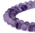 6mm Purple Amethyst Matte Round Natural Gematone Loose Beads for Jewelry Making DIY 1 Strand 15" - color: Matte Purple Amethyst, size: 6mm