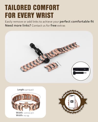 Jecanori 5X Pure Copper Magnetic Bracelet for Men - Upgraded Magnets & Butterfly Clasp, Adjustable Length with Sizing Tool - style: Ridge