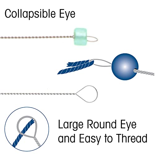 The Beadsmith Twisted Beading Needles - 2.5" (6.35 cm) Collapsible Eye Beading Needle, Fine (0.24 mm Diameter), Stainless Steel Flexible Wire for Stringing, Jewelry Making, Pack of 50 - style: Fine
