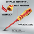 1000V Insulated Electrician Screwdriver Set - 13-Piece Professional Electrical Screwdriver Set Insulation Handle CRV Steel Magnetic Phillips Slotted Pozi Torx Tips VDE & GS Certified - style: 13 PCS VDE Interchangeable Pro