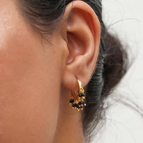Gempires Natural Gemstone Beads Crystal Earrings Lightweight Elegant Handmde Jewelry Hypoallergenic Gold Plated Classic Design Huggie Earrings For Women