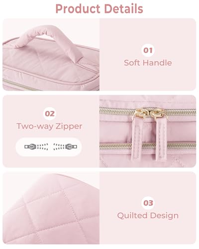 Jewelry Travel Case with 2 Clear Pouches, 2-Layer Jewelry Organizer Storage Bag for Necklaces, Earrings, Rings, Bracelets, Pink(Empty Bag) - color: Pink