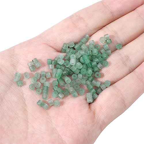 BEADIA Natural Green Aventurine Short Cylinder Beads 2x3mm 155pcs Tube Loose Semi Gemstone Beads for Jewelry Making Design - color: Green Aventurine
