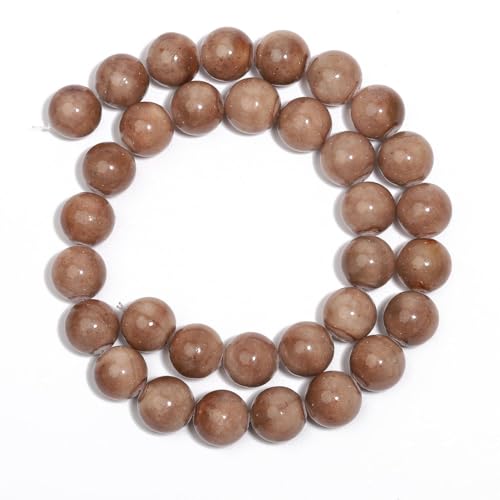 Yochus 40pcs 10mm Coffee Persian Jade Energy Healing Round Bulk Gemstone Beads for Jewelry Making Bracelet Necklace Earring DIY - color: coffee, size: 10mm